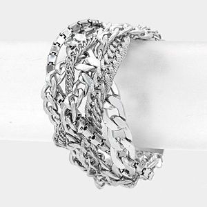 Silver Metal Braided Chain Bracelet